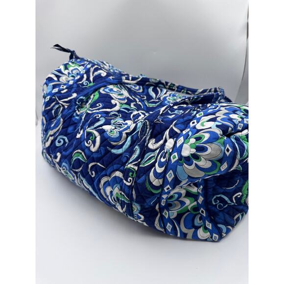 Vera Bradley Mediterranean Blue Retired 2008 Y2K Large Floral Quilted Duffle Bag - Picture 1 of 6